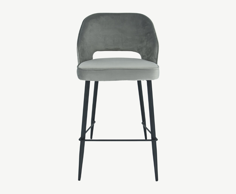 Sutton Velvet Bar Stool - Grey