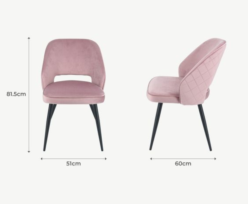 Sutton Velvet Dining Chair - Pink