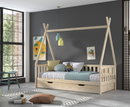 Tipi Bed 90x200cm with fence - Natural