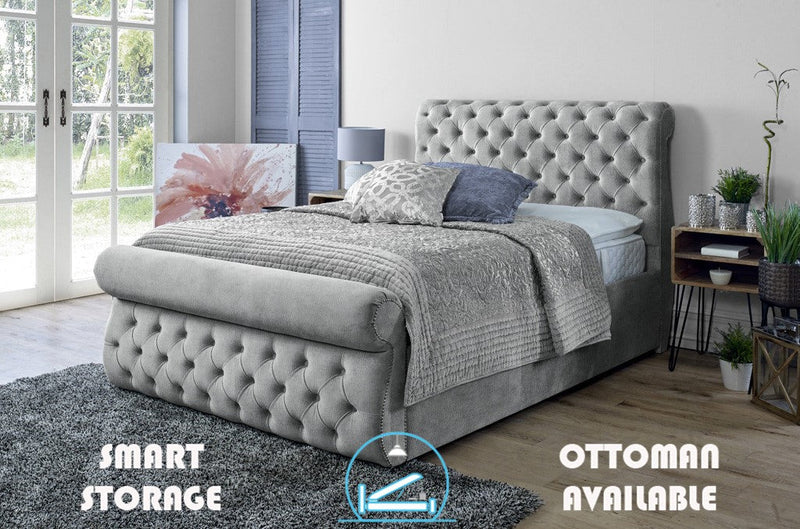 Alicante 6ft Superking Ottoman Bed Frame- Naples Silver