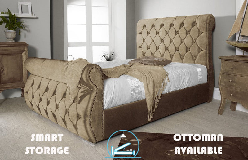 Chester 5ft Kingsize Ottoman Bed Frame- Velvet Mustard