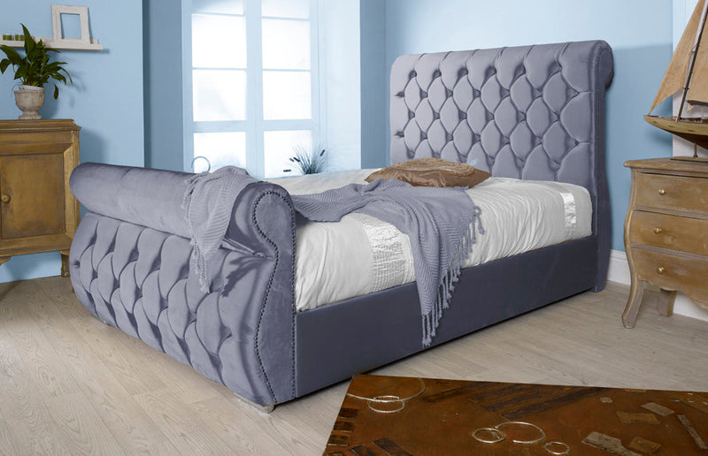 Chester 3ft Single Ottoman Bed Frame- Velvet Blue