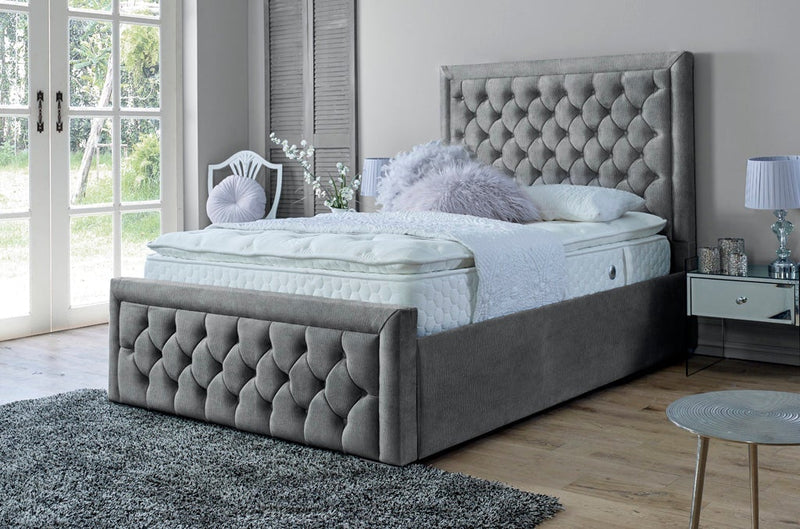 Lewis 6ft Superking Ottoman Bed Frame- Velvet Grey