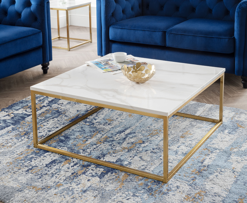 Olympia Coffee Table - White Marble & Gold