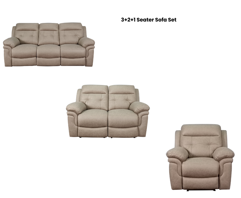 Bubble 3+1+1 Seater Reclining Sofa Set - Beige