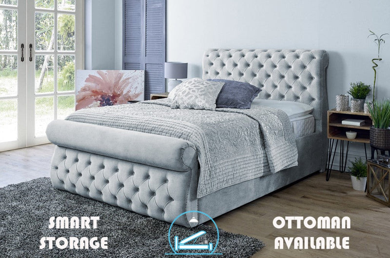 Alicante 6ft Superking Bed Frame- Velvet Grey