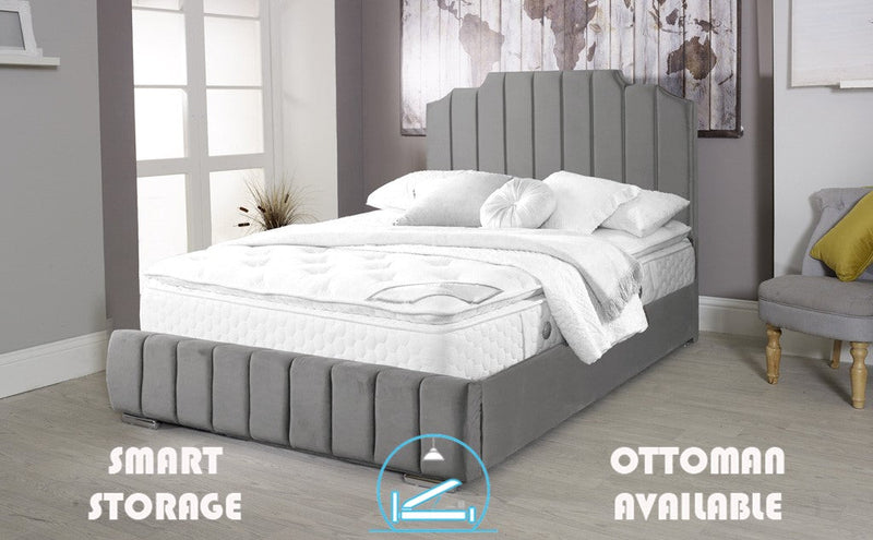 Art Deco 4ft 6 Ottoman Bed Frame- Velvet Grey