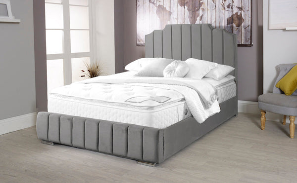Art Deco 5ft Kingsize Bed Frame- Velvet Grey