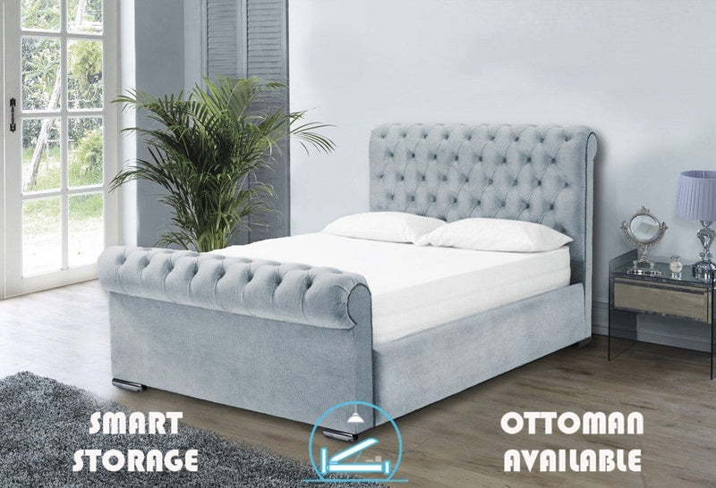 Benito 3ft Single Ottoman Bed Frame- Velvet Silver