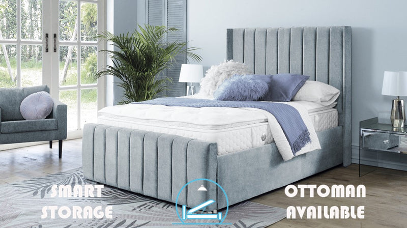 Topaz 4ft Ottoman Bed Frame- Velvet Beige