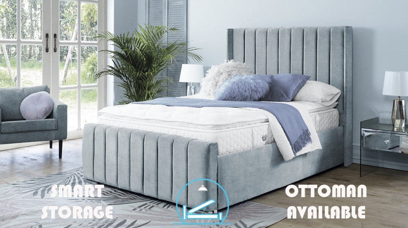 Topaz 6ft Ottoman Bed Frame- Velvet Blue