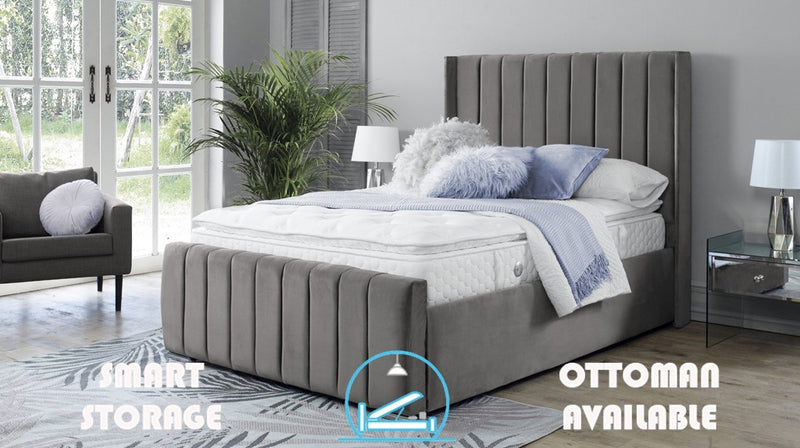 Topaz 3ft Ottoman Bed Frame- Velvet Grey