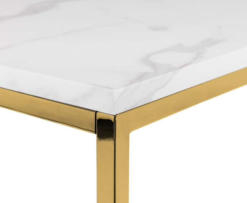 Olympia Marble Top Lamp Table - White Marble & Gold