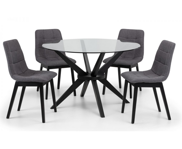 Hayu Round Dining Table with 4PC Hayu Dining Chair - Grey
