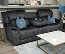 Seattle 3 Seater Fabric Manual Reclining Leather Sofa - Grey