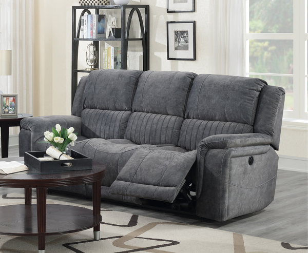 Seattle 3 Seater Fabric Reclining Sofa - Grey