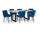Bently 1.8M Dining Table with 6 Cruz Navy Chairs - 6PC Full Dining Set