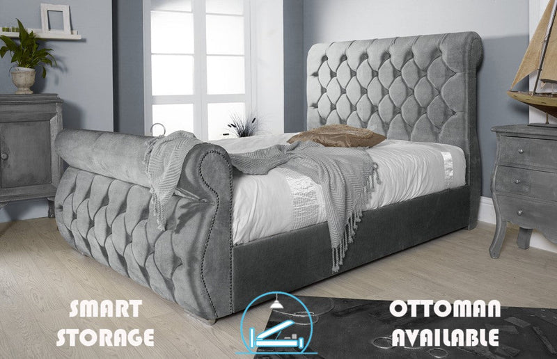 Chester 5ft Kingsize Ottoman Bed Frame- Velvet Beige