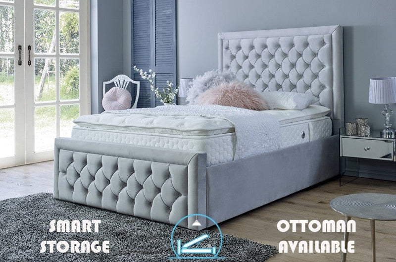 Lewis 6ft Superking Ottoman Bed Frame- Velvet Grey