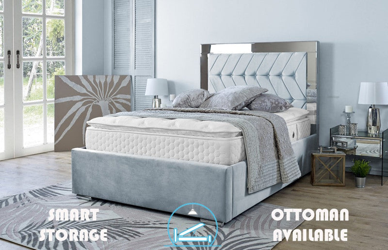 Parie 6ft Superking Ottoman Bed Frame- Velvet Beige