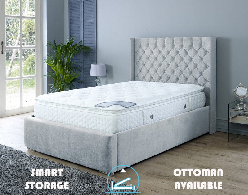 Rose 4ft 6 Ottoman Bed Frame- Naples Silver