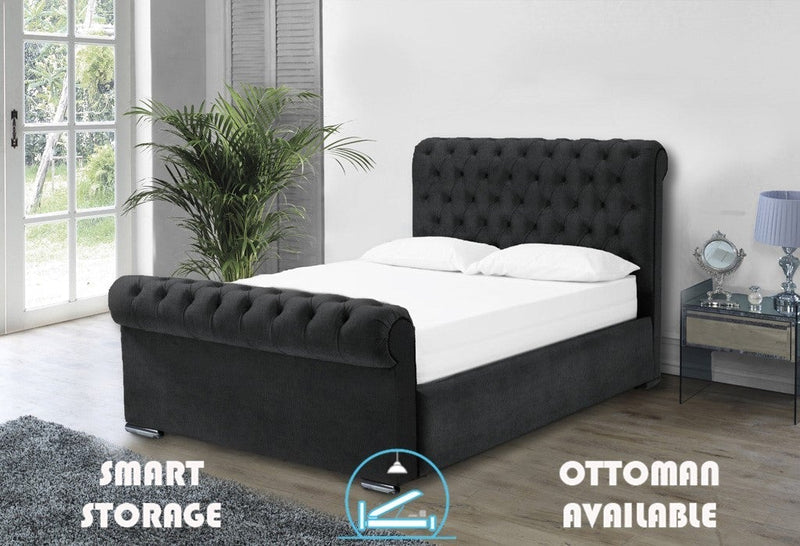 Benito 4ft Ottoman Bed Frame- Velvet Steel
