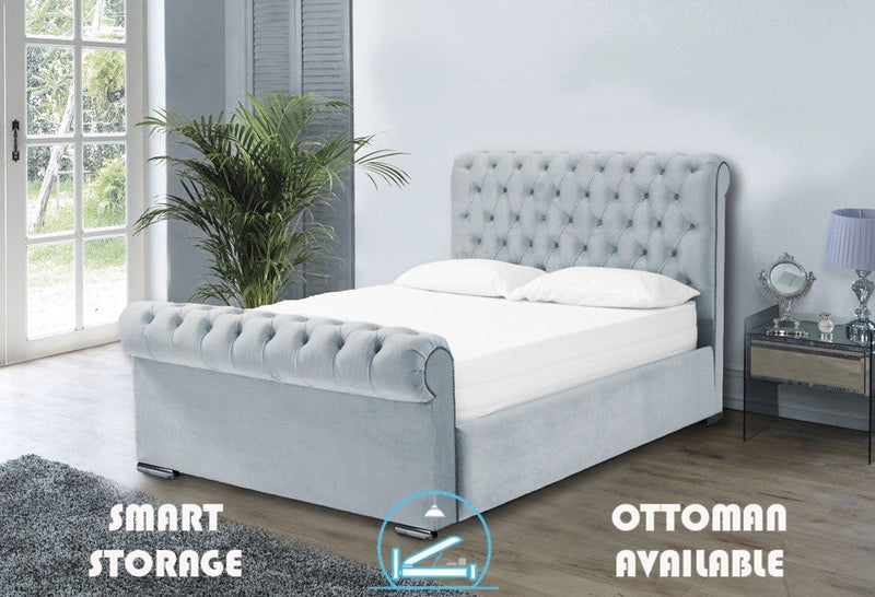 Benito 6ft Superking Ottoman Bed Frame- Velvet Blue