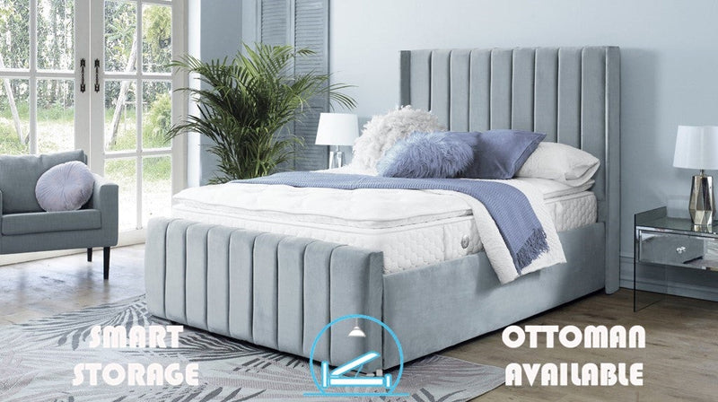 Topaz 6ft Ottoman Bed Frame- Velvet Beige