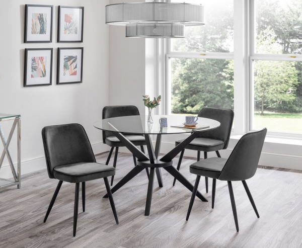 Hayu Round Dining Table with 4PC Buri Dining Chair - Grey