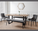 Bently Dining Table with 2 Cruz Low Benches and 2 Cruz Chairs - Grey