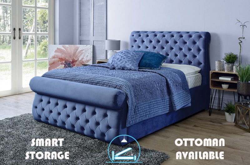 Alicante 4ft Ottoman Bed Frame- Velvet Blue