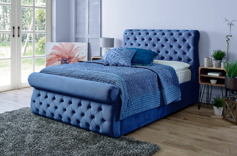 Alicante 4ft Ottoman Bed Frame- Velvet Blue