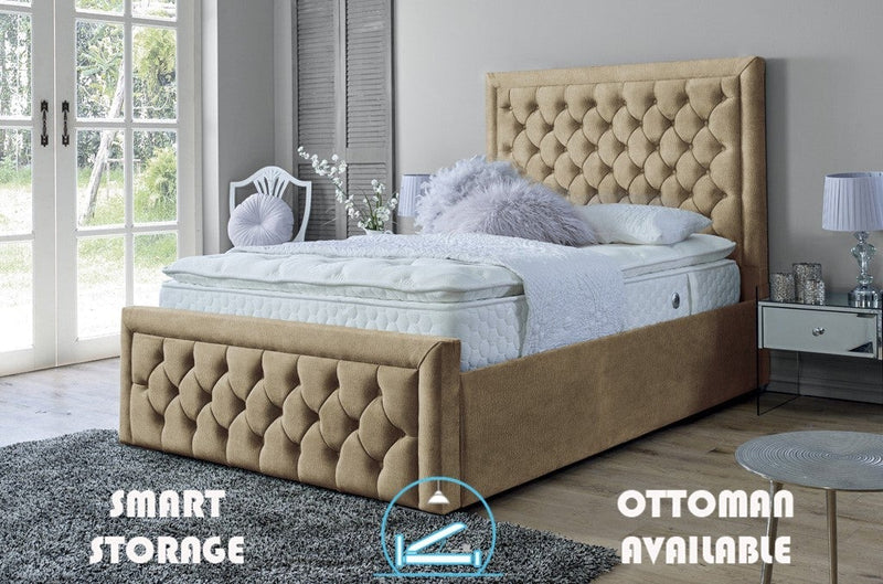 Lewis 6ft Superking Ottoman Bed Frame- Velvet Steel