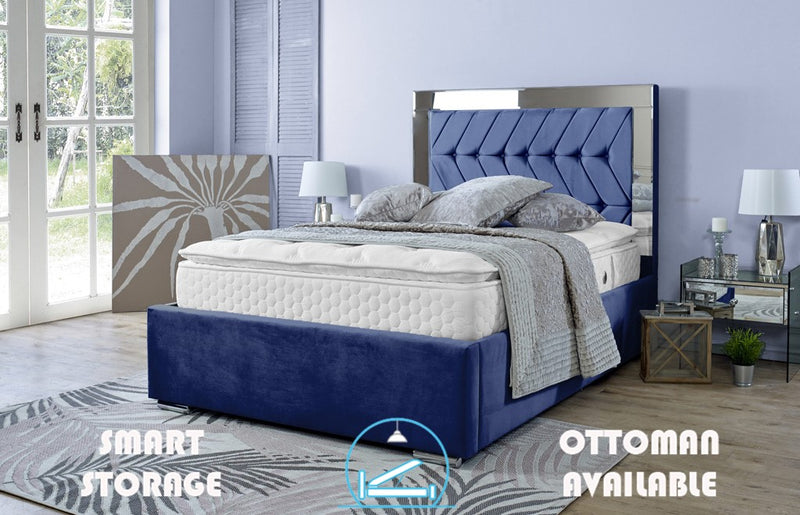 Parie 6ft Superking Ottoman Bed Frame- Velvet Blue