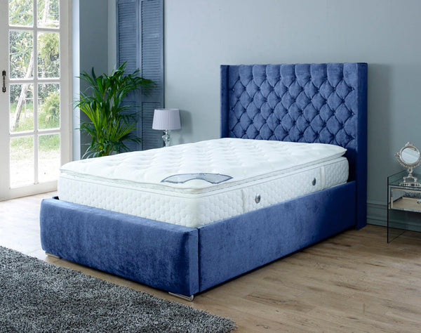 Rose 4ft 6 Ottoman Bed Frame- Velvet Blue