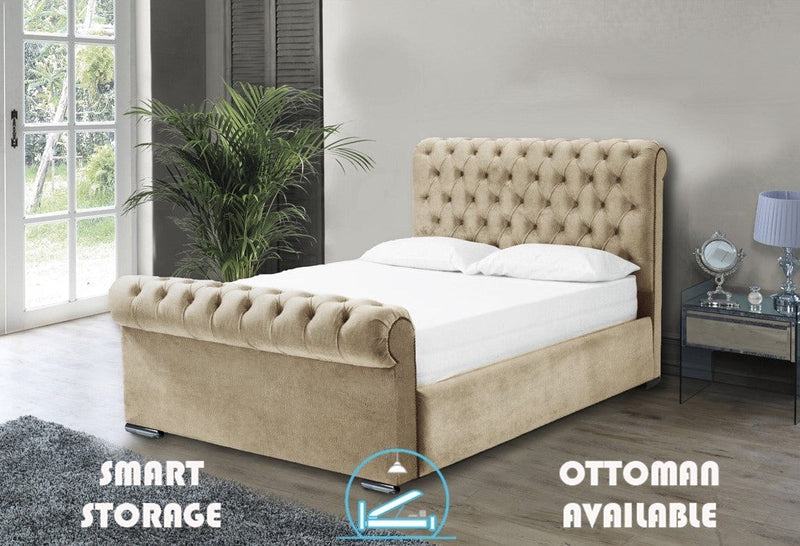 Benito 3ft Single Ottoman Bed Frame- Velvet Steel