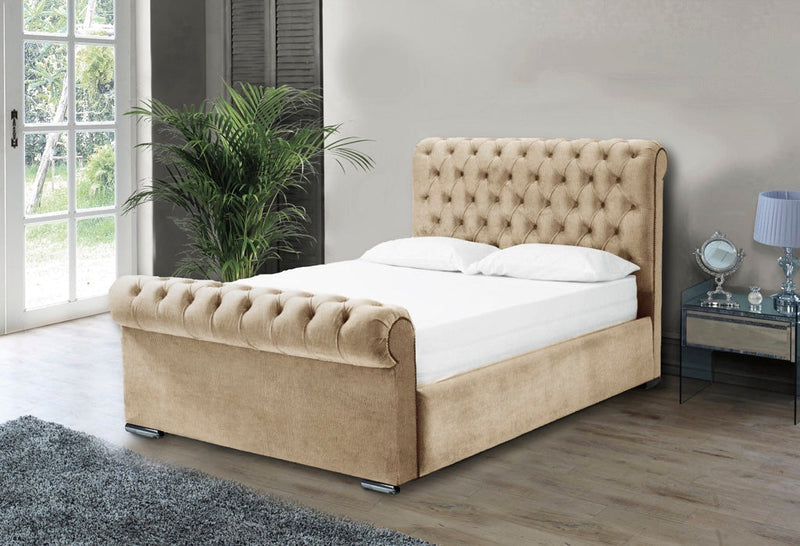 Benito 3ft Single Ottoman Bed Frame- Velvet Beige