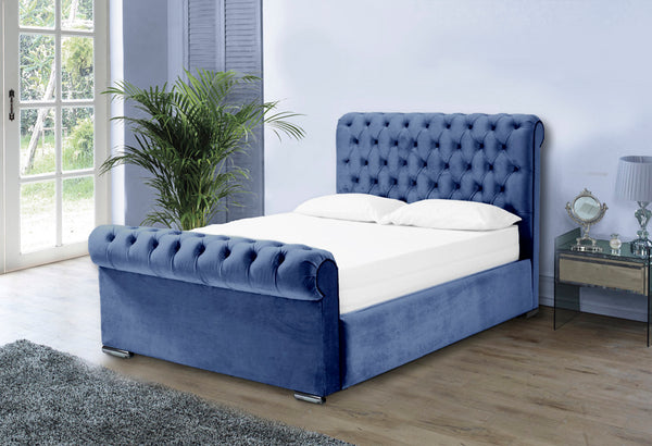 Benito 5ft Kingsize Ottoman Bed Frame- Velvet Blue