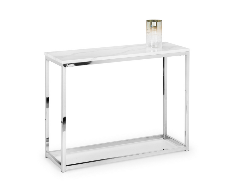 Olympia Console Table - White Marble & Silver