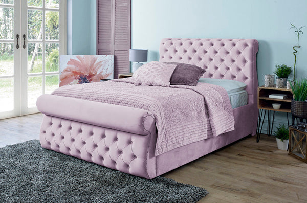 Alicante 6ft Superking Ottoman Bed Frame- Velvet Pink