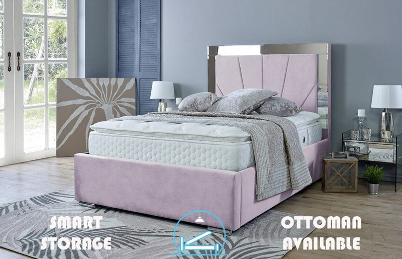 Aurora 6ft Superking Ottoman Bed Frame- Velvet Silver
