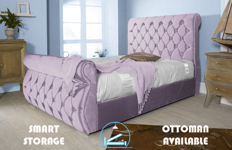 Chester 3ft Single Ottoman Bed Frame- Velvet Blue
