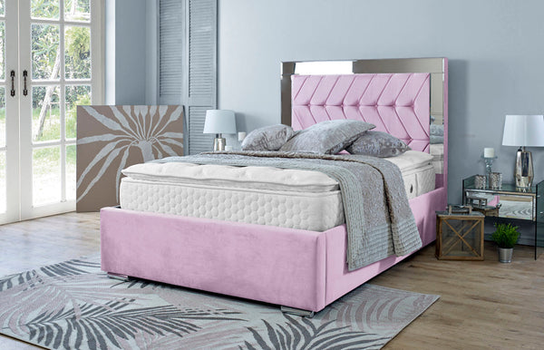 Parie 5ft Kingsize Bed Frame- Velvet Pink