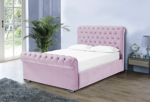 Benito 5ft Kingsize Bed Frame- Velvet Pink
