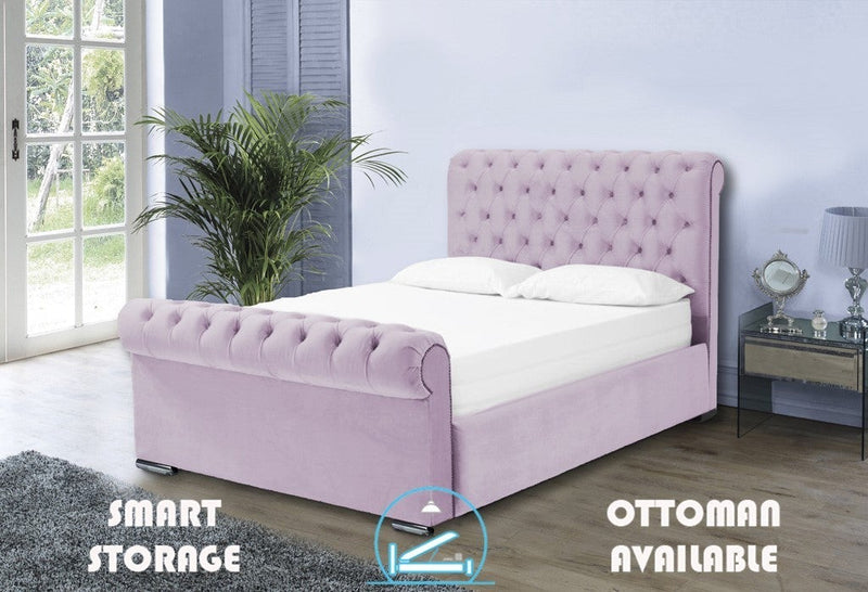 Benito 6ft Superking Ottoman Bed Frame- Velvet Blue