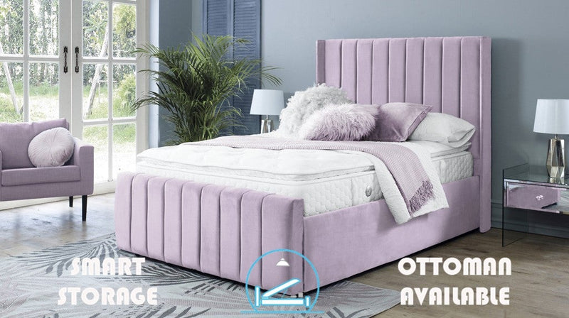 Topaz 5ft Ottoman Bed Frame - Velvet Beige