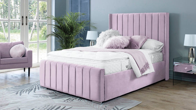 Topaz 4ft 6 Ottoman Bed Frame- Velvet Pink