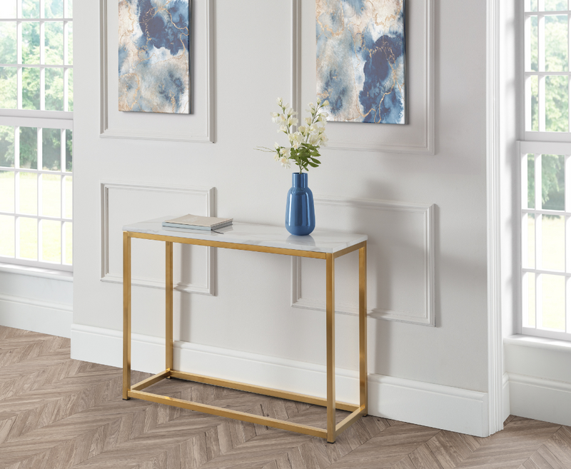 Olympia Console Table - White Marble & Gold