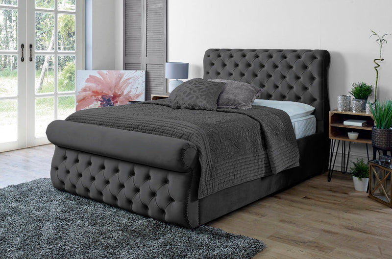 Alicante 6ft Superking Ottoman Bed Frame- Velvet Grey