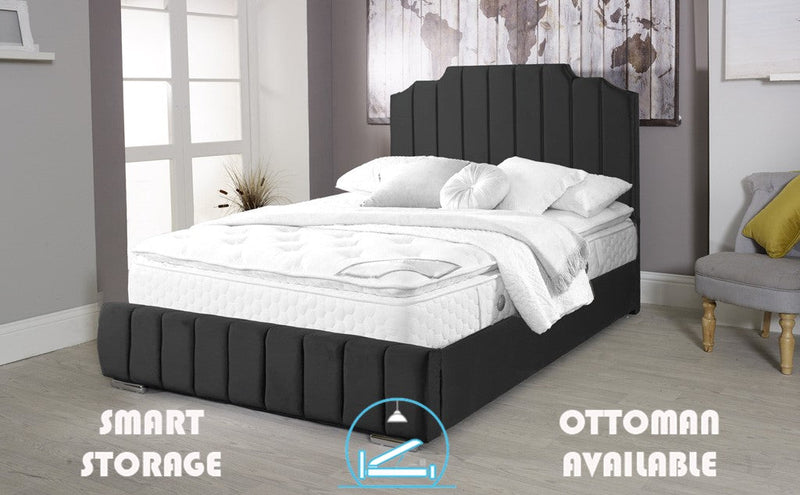 Art Deco 3ft Single Ottoman Bed Frame- Velvet Black